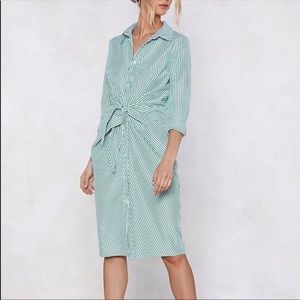 Calvin Klein striped tie-front shirt dress